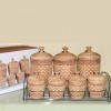 Vintage 15 Pcs Spice Jar Set With Metallic Stand