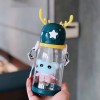Adorable Children's Antler Water Cup with Straw and Anti-Fall Strap