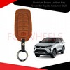 Premium Brown Leather Key Cover for Toyota Fortuner 2021