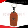 Premium Brown Leather Key Cover for Toyota Fortuner 2021