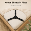 Adjustable bed sheet holder straps with metal clips