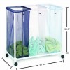 Laundry Sorter 3 Bag Triple Basket Wheels Cloth Hamper Organizer